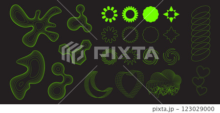 Y2k neon grid elements set Y2k neon grid elements set 123029000