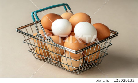 A Basket of Assorted Eggs on a Table 123029133
