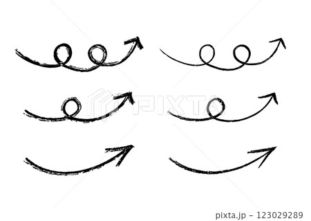 クレヨンの手書きの矢印セット モノクロ ベクター 123029289