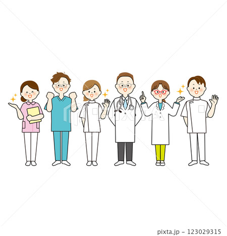 医療従事者の人物セット 全身イラスト 医療従事者の人物セット 全身イラスト 123029315