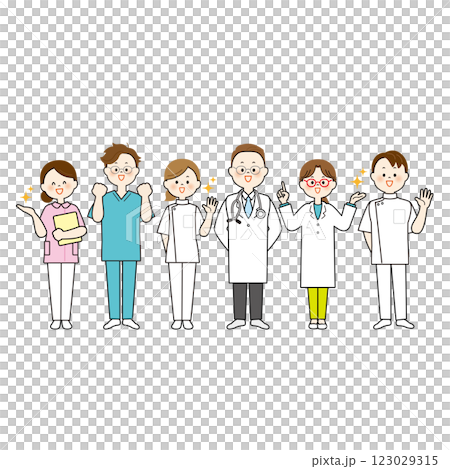 医療従事者の人物セット 全身イラスト 医療従事者の人物セット 全身イラスト 123029315