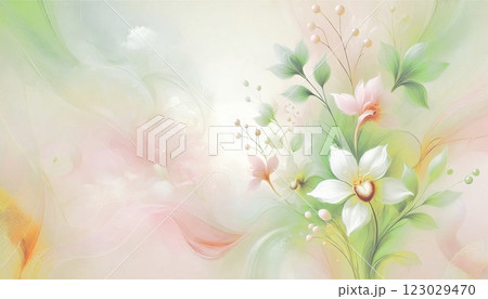 春に芽吹く草花のパステルなイラスト壁紙 春に芽吹く草花のパステルなイラスト壁紙 123029470