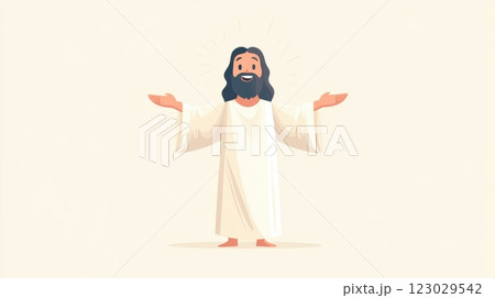 Flat of Jesus Christ with Open Arms Representing Compassion and Faith Flat of Jesus Christ with Open Arms Representing Compassion and Faith 123029542