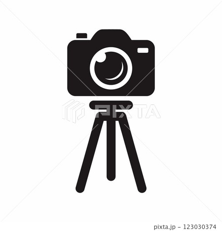 flat style camera tripod icon 123030374