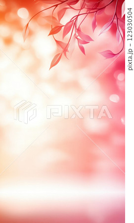 Soft tangerine and muted coral gradient with delicate leaves 123030504