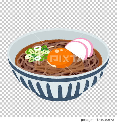 月見そばのイラスト 123030678