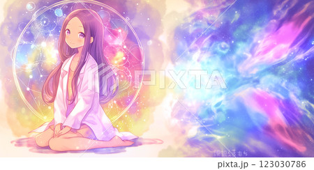 女性。水彩画。イラスト。バナー素材。チラシ素材。挿絵。 123030786