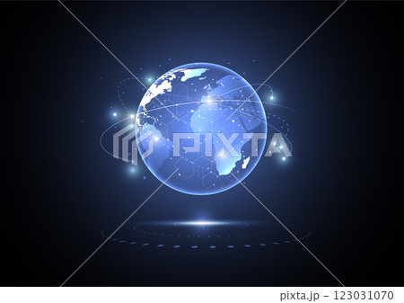 Abstract technology global network connection. World map point and line composition concept of global business. Vector Illustration 123031070