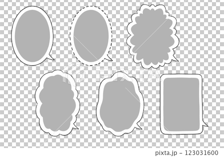手繪漫畫風格的氣泡：垂直、水平、有邊框、白色 123031600
