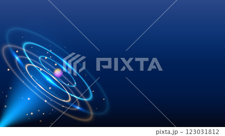 A stunning circular design combining blue and gold light effects with abstract golden rings and sparkling swirls, perfect for celebrations and exhibitions on dark stage backgrounds. A stunning circular design combining blue and gold light effects with abstract golden rings and sparkling swirls, perfect for celebrations and exhibitions on dark stage backgrounds. 123031812