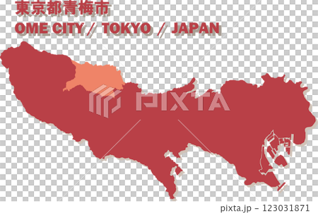 Map of Japan - Tokyo - Ome city illustration Map of Japan - Tokyo - Ome city illustration 123031871