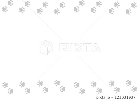 グレーの可愛い肉球のフレーム 123031937