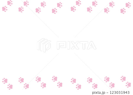 うすいピンク色の可愛い肉球のフレーム うすいピンク色の可愛い肉球のフレーム 123031943