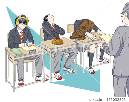 勉強をさぼる学生のイラスト素材 [123032293] - PIXTA