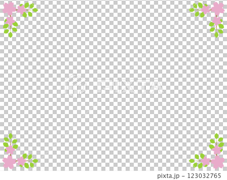 Cherry blossoms / Japanese style / Spring / Frame / Corner / Frame / Illustration / Material 123032765