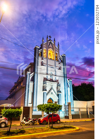 Maria Auxiladora Chapel at sunset in Granada, Nicaragua 123032784