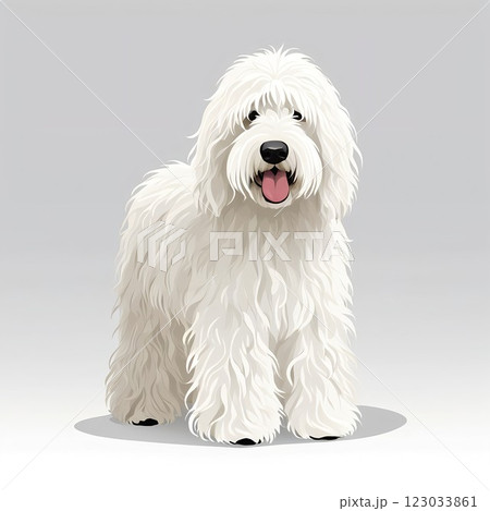 正面を向いて指示を待つコモンドール 正面を向いて指示を待つコモンドール 123033861