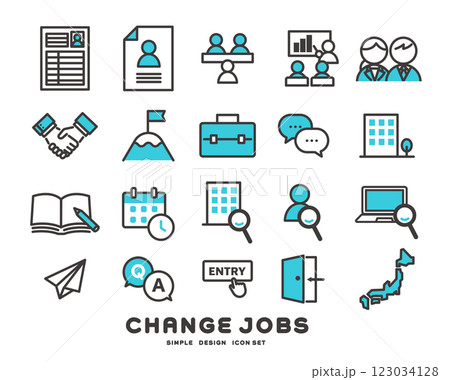 転職や就活に関するベクターアイコンセット 転職や就活に関するベクターアイコンセット 123034128