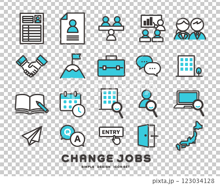 転職や就活に関するベクターアイコンセット 転職や就活に関するベクターアイコンセット 123034128