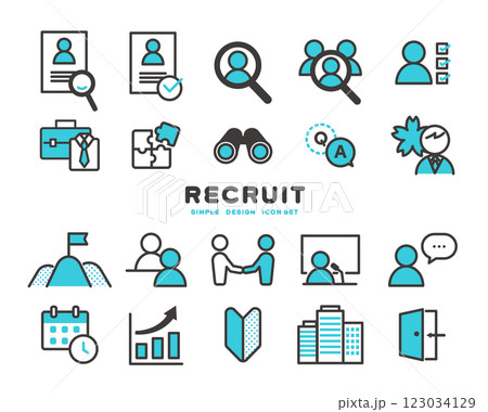 リクルートや採用に関するベクターアイコンセット リクルートや採用に関するベクターアイコンセット 123034129