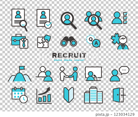 リクルートや採用に関するベクターアイコンセット リクルートや採用に関するベクターアイコンセット 123034129