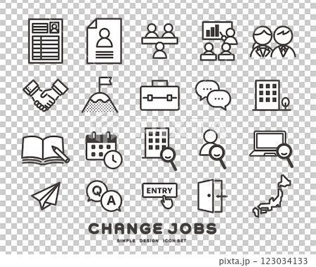 Vector icon set related to job change and job hunting Vector icon set related to job change and job hunting 123034133