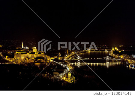 Buda Castle in Budapest illuminated at night 123034145