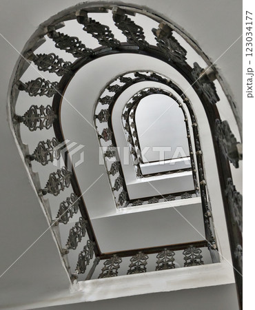 Spiral staircase in a residential house Spiral staircase in a residential house 123034177