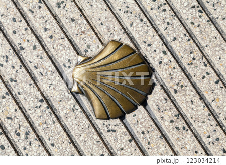Santiago's shell on the pavement 123034214