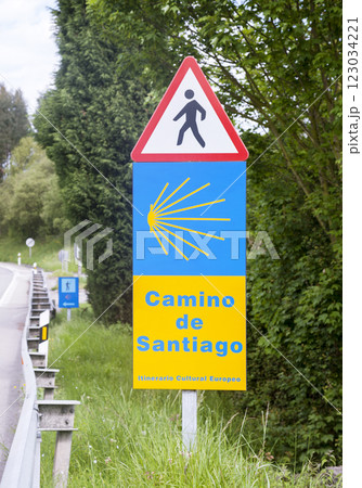 Road sign of Camino de Santiago Road sign of Camino de Santiago 123034221