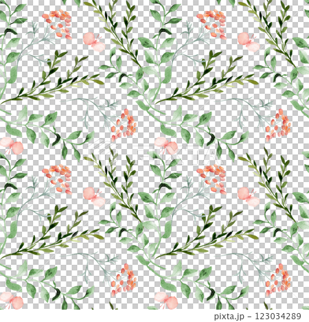 Botanical design textile with simple blooms green pink colors. Watercolor abstract flowers and leaves on seamless background hand drawn isolated. Gentle butterflies and plants elements for wallpaper. Botanical design textile with simple blooms green pink colors. Watercolor abstract flowers and leaves on seamless background hand drawn isolated. Gentle butterflies and plants elements for wallpaper. 123034289