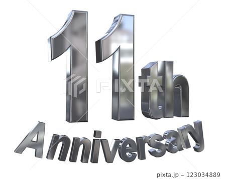 3DCG文字「11th Anniversary/11周年マークキラキラ」シルバー,銀 123034889