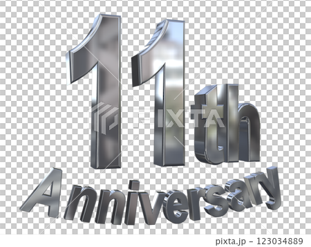 3DCG文字「11th Anniversary/11周年マークキラキラ」シルバー,銀 123034889