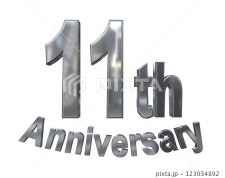 3DCG文字「11th Anniversary/11周年マークキラキラ」シルバー,銀 123034892