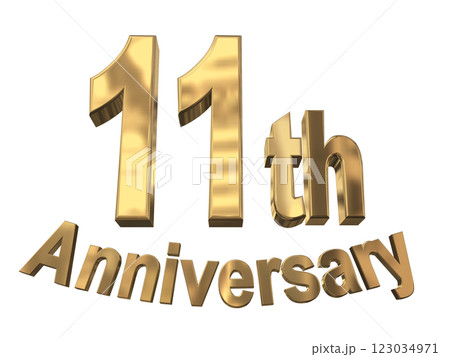 3DCG文字「11th Anniversary/11周年マークキラキラ」ゴールド,金 123034971