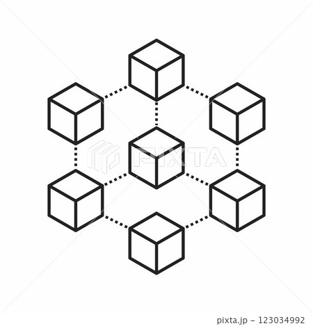 blockchain outline style vector icon 123034992