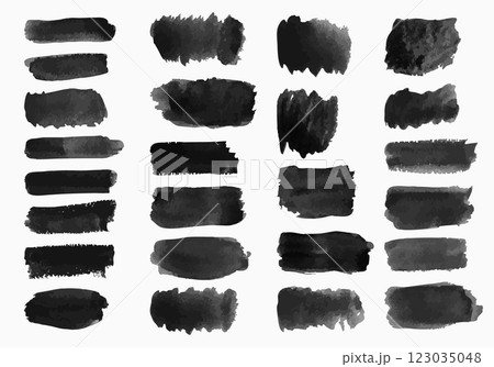 Set of watercolor black brush strokes. Set of watercolor black brush strokes. 123035048