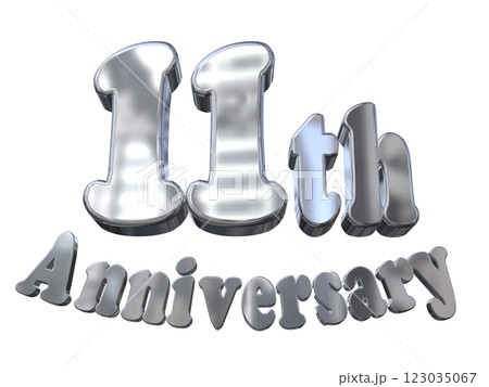 3DCG文字「11th Anniversary/11周年マークキラキラ」シルバー,銀 123035067