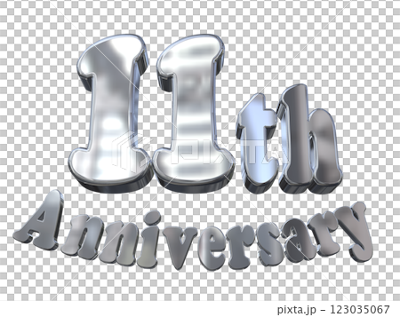 3DCG文字「11th Anniversary/11周年マークキラキラ」シルバー,銀 123035067