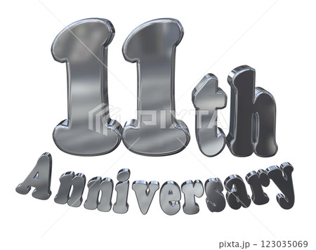 3DCG文字「11th Anniversary/11周年マークキラキラ」シルバー,銀 123035069