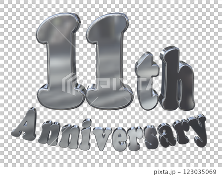3DCG文字「11th Anniversary/11周年マークキラキラ」シルバー,銀 123035069