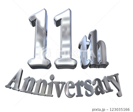 3DCG文字「11th Anniversary/11周年マークキラキラ」シルバー,銀 123035166