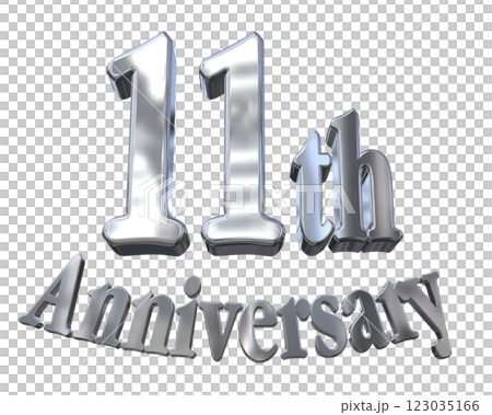 3DCG文字「11th Anniversary/11周年マークキラキラ」シルバー,銀 123035166