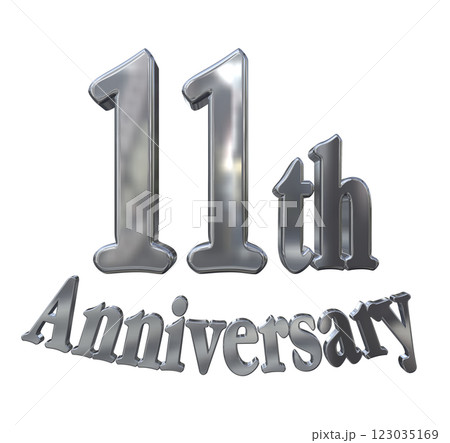 3DCG文字「11th Anniversary/11周年マークキラキラ」シルバー,銀 123035169