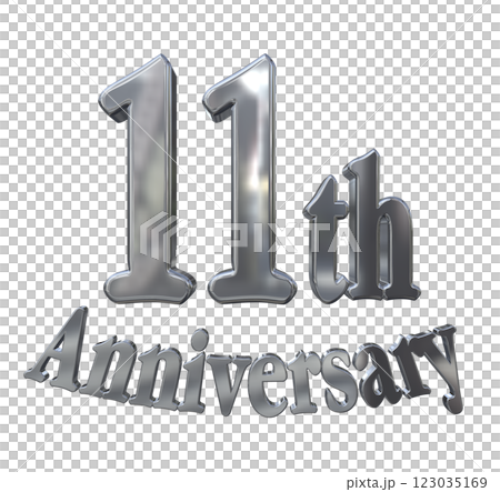 3DCG文字「11th Anniversary/11周年マークキラキラ」シルバー,銀 123035169