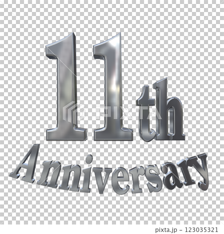 3DCG文字「11th Anniversary/11周年マークキラキラ」シルバー,銀 3DCG文字「11th Anniversary/11周年マークキラキラ」シルバー,銀 123035321
