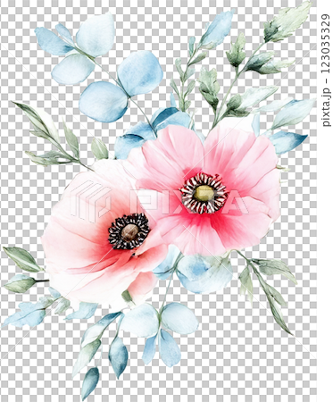 Pale pink flowers | Hand-painted watercolor 4 123035329