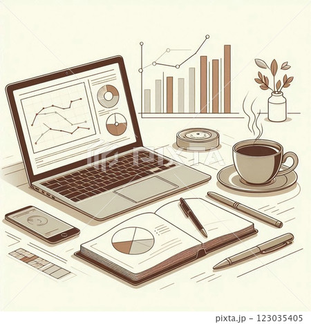 クリアなデスクと効率的なビジネスシーン 123035405