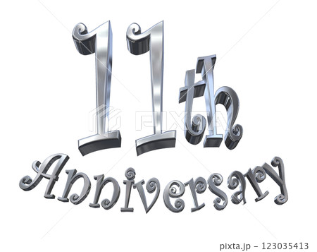 3DCG文字「11th Anniversary/11周年マークキラキラ」シルバー,銀 3DCG文字「11th Anniversary/11周年マークキラキラ」シルバー,銀 123035413