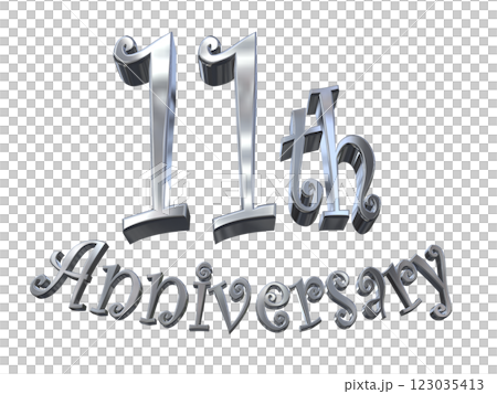 3DCG文字「11th Anniversary/11周年マークキラキラ」シルバー,銀 3DCG文字「11th Anniversary/11周年マークキラキラ」シルバー,銀 123035413